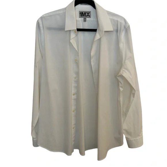 Express Fitted Classic White Stretch Cotton 1MX Dress Shirt Size Large - Picture 1 of 7